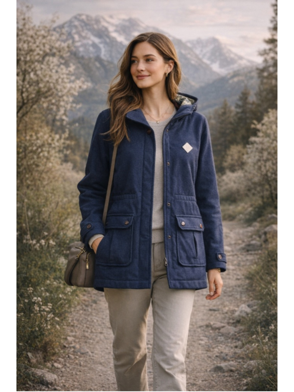 Burton Jacket Women' L Wool Hooded Minimalis Lined Gorpcore Spring Gorpcore Navy